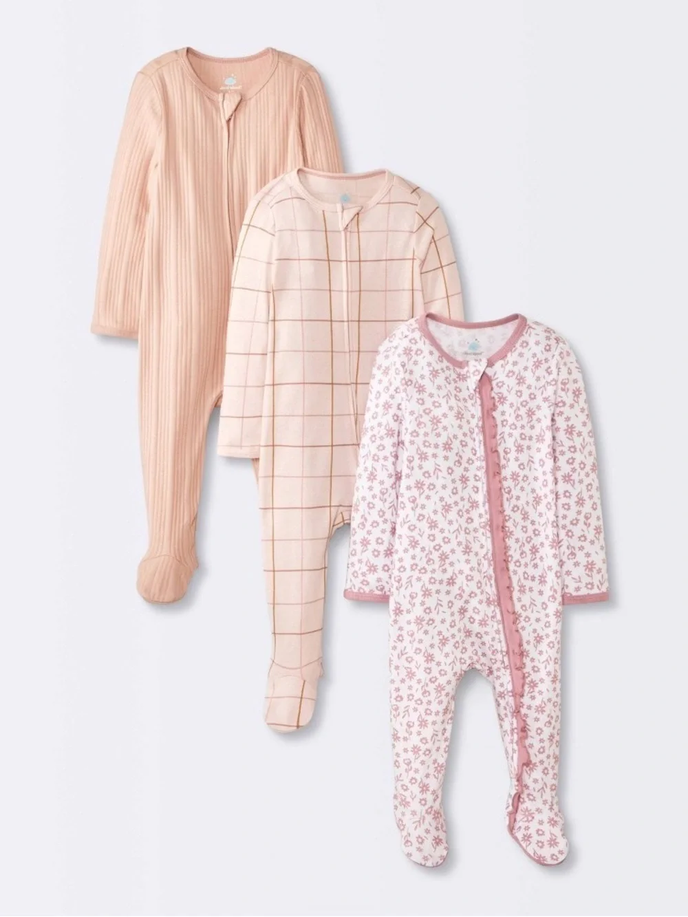 Cloud Island Baby Girls' 3pk Floral Sleep N' Play. Size 0-3 Months. Gift. NWT